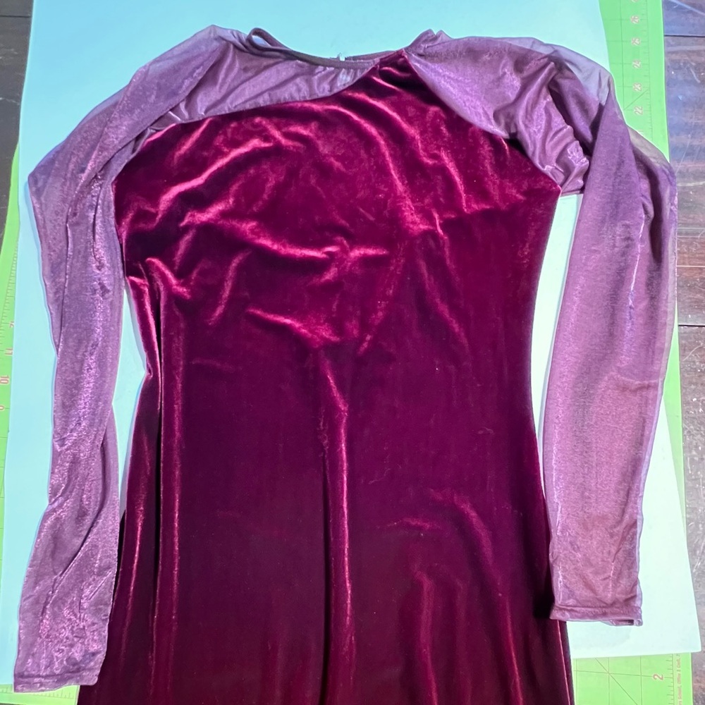 Cranberry velvet bodysuit one piece unitard leotard‎ long sleeve pants jumpsuit - Picture 7 of 12